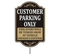 Customer Parking Only Violators Will Be Towed Away At Vehicle Owners Expense Sign Guest Visitor 18" x 12" With 35" Long Metal Road Traffic Stake With Stand Aluminum Outdoor Business