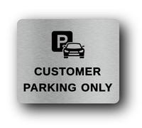 Customer Parking Sign - 11.5x9.5cm Brushed Aluminium