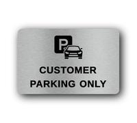 Customer Parking Sign - 14.0x9.0cm Brushed Aluminium