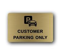 Customer Parking Sign - 14.0x9.0cm Brushed Aluminium