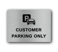 Customer Parking Sign - 19.4x14.3cm Brushed Aluminium