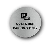 Customer Parking Sign - 9.5x9.5cm Brushed Aluminium