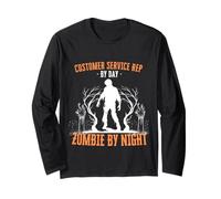 Customer Service Rep by Day Zombie by Night Funny Halloween Long Sleeve T-Shirt