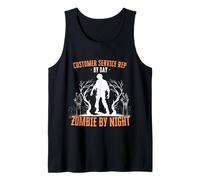 Customer Service Rep by Day Zombie by Night Funny Halloween Tank Top