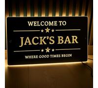 Customer Silver mirror LED Light Bar Sign - Personalised Acrylic Wall Plaque with Remote Control, USB, 2 Sizes 30×20cm / 50×25cm - Warm White and Rainbow Lighting - Home Bar Decoration Gift, Xmas Gift