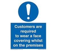 Customers are required to wear a face covering whilst on the premises Sign - 75x100mm - A7P