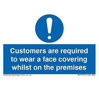 Customers are required to wear a face covering whilst on the premises Sign - 75x50mm - A8L