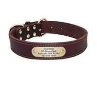 Customisable Adjustable PU Leather Dog Collar Personalised Anti-Lost Bulldogs Sheepdogs Includes ID Tag Anti-Lost Collar,Brown,L 47-61.5cm