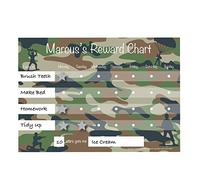Customisable Boys Army Reward Chart A4 Durable Re-Usable Reward Chart with Hook and Loop Fastening Stars, for kids & toddlers