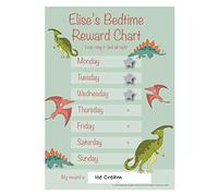 Customisable Boys or Girls Dinosaur Bedtime Reward Chart A4 durable re-usable reward chart with hook and loop fastening stars, for kids & toddlers at home or away. …