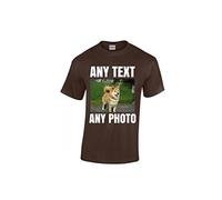 Customisable Cotton T Shirt | Add Your Photo or Text Front & Back | Personalised Fashion for Men & Women | Ideal for Birthdays & Promotions, Brown, Cotton