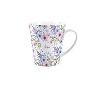 Customisable Floral Gift Mug - Blue & Purple Flowers Small Latte Mug - Ceramic Tea/Coffee Cup Personalised Presents for Her