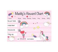 Customisable Girls Unicorn Reward Chart A4 Durable Re-Usable Reward Chart with Hook and LoopFastening Stars, for kids & toddlers by Cerise Publishing