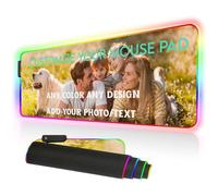 Customisable LED Mouse Pad with RGB Lighting - Personalised Photo/Text/Logo, Non-Slip Rubber Base, Ultra-Thick 4mm Design for Gaming & Office Desk