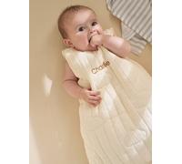 Customisable organic muslin sleeveless baby sleeping bag IN THE CLOUDS ecru