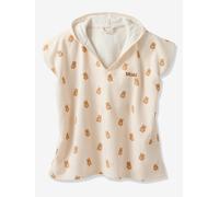 Customisable PETIT OURS baby bath poncho, with recycled cotton printed white