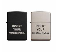Customisable Petrol Lighter - Metal Zip Model - Laser Engraved Name, Initials or Logo - Made in Italy