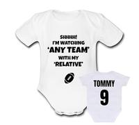 CUSTOMISABLE present from daddy grandad RUGBY UNION for a gift Unique Baby Vest Grow Babygrow Cute PERSONALISED Custom Boys Girls Unisex LEAGUE mummy auntie brother sister grandma nana uncle