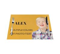 Customisable PVC Woven Placemats with Any Text Image Logo Color Patterns, Personalised Heat Resistant Washable Easy Clean Dining Table Place mats Sets 45x30cm (18"x12") (Photo Style)