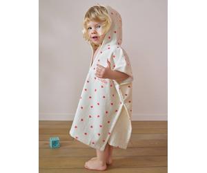 Customisable recycled cotton baby poncho MY HEART printed pink