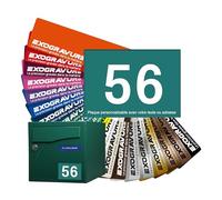 Customisable Street Number Plate for Mailbox - 10 x 7 cm - Number on Engraved Label - Strong Adhesive PVC - Olive Green