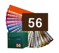 Customisable Street Number Plate for Mailbox - 10 x 7 cm - Number on Engraved Label - Strong Adhesive PVC - Brown
