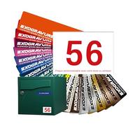 Customisable Street Number Plate for Mailbox 7 x 5 cm - Number on Engraved Label - Strong Adhesive PVC - White/Red