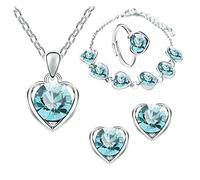 Customisable Women's Elegant Jewellery Blue Blue and Heart Hanging Necklaces Chains DIY Store (Blue, One Size)