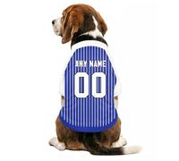 Customise Dog Sport Jersey Shirt with Personalised Name Number Logo for Small Medium Large Dogs Pet's Stripped Print Lightweight Breathable Short Sleeve Clothes Shirt for Pub, Garden,Walkies