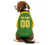 Customise Dog Sport Jersey Shirt with Personalised Name Number Logo for Small Medium Large Dogs Pet's Stripped Print Lightweight Breathable Short Sleeve Clothes Shirt for Pub, Garden,Walkies