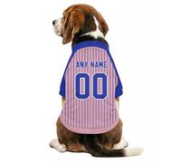 Customise Dog Sport Jersey Shirt with Personalised Name Number Logo for Small Medium Large Dogs Pet's Stripped Print Lightweight Breathable Short Sleeve Clothes Shirt for Pub, Garden,Walkies