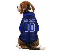 Customise Dog Sport Jersey Shirt with Personalised Name Number Logo for Small Medium Large Dogs Pet's Stripped Print Lightweight Breathable Short Sleeve Clothes Shirt for Pub, Garden,Walkies