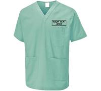 Customise Embroidered Unisex Adults Scrubs Tunic, Free Personalise Left Chest Text Scrub Tunic, Health Care Hospital, Medical Uniform Women/Men Nurse Uniform, Workwear Doctor Nurse Dress Aqua