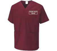 Customise Embroidered Unisex Adults Scrubs Tunic, Free Personalise Left Chest Text Scrub Tunic, Health Care Hospital, Medical Uniform Women/Men Nurse Uniform, Workwear Doctor Nurse Dress Maroon