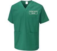 Customise Embroidered Unisex Adults Scrubs Tunic, Free Personalise Left Chest Text Scrub Tunic, Health Care Hospital, Medical Uniform Women/Men Nurse Uniform, Workwear Doctor Nurse Dress Emerald