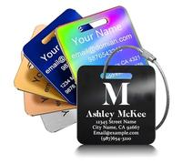 Customise Luggage Tags for Suitcase - Personalized Engraved Stainless Steel Metal Tag for Cruise Travel - Custom Name Tags Suitable for Bags and Backpacks (Square)