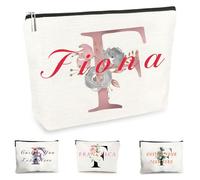 Customise Name Makeup Bag Gifts for Women A-Z Personalised Make up Bag Gifts for Birthday Christmas Best Friend Her Women Mum Wedding Gifts for Bride Bridesmaid Cosmetic Bag Makeup Holder (F)