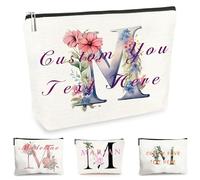 Customise Name Makeup Bag Gifts for Women A-Z Personalised Make up Bag Gifts for Birthday Christmas Best Friend Her Women Mum Wedding Gifts for Bride Bridesmaid Cosmetic Bag Makeup Holder (M)