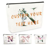 Customise Name Makeup Bag Gifts for Women A-Z Personalised Make up Bag Gifts for Birthday Christmas Best Friend Her Women Mum Wedding Gifts for Bride Bridesmaid Cosmetic Bag Makeup Holder (N)