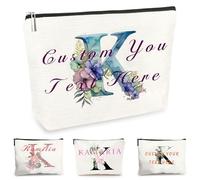 Customise Name Makeup Bag Gifts for Women A-Z Personalised Make up Bag Gifts for Birthday Christmas Best Friend Her Women Mum Wedding Gifts for Bride Bridesmaid Cosmetic Bag Makeup Holder (K)