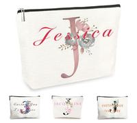 Customise Name Makeup Bag Gifts for Women A-Z Personalised Make up Bag Gifts for Birthday Christmas Best Friend Her Women Mum Wedding Gifts for Bride Bridesmaid Cosmetic Bag Makeup Holder (J)