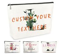 Customise Name Makeup Bag Gifts for Women A-Z Personalised Make up Bag Gifts for Birthday Christmas Best Friend Her Women Mum Wedding Gifts for Bride Bridesmaid Cosmetic Bag Makeup Holder (L)