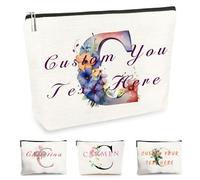 Customise Name Makeup Bag Gifts for Women A-Z Personalised Make up Bag Gifts for Birthday Christmas Best Friend Her Women Mum Wedding Gifts for Bride Bridesmaid Cosmetic Bag Makeup Holder (C)