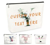 Customise Name Makeup Bag Gifts for Women A-Z Personalised Make up Bag Gifts for Birthday Christmas Best Friend Her Women Mum Wedding Gifts for Bride Bridesmaid Cosmetic Bag Makeup Holder (Y)
