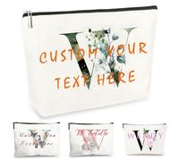 Customise Name Makeup Bag Gifts for Women A-Z Personalised Make up Bag Gifts for Birthday Christmas Best Friend Her Women Mum Wedding Gifts for Bride Bridesmaid Cosmetic Bag Makeup Holder (W)
