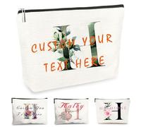 Customise Name Makeup Bag Gifts for Women A-Z Personalised Make up Bag Gifts for Birthday Christmas Best Friend Her Women Mum Wedding Gifts for Bride Bridesmaid Cosmetic Bag Makeup Holder (H)