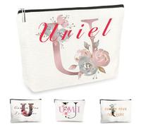 Customise Name Makeup Bag Gifts for Women A-Z Personalised Make up Bag Gifts for Birthday Christmas Best Friend Her Women Mum Wedding Gifts for Bride Bridesmaid Cosmetic Bag Makeup Holder (U)