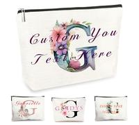 Customise Name Makeup Bag Gifts for Women A-Z Personalised Make up Bag Gifts for Birthday Christmas Best Friend Her Women Mum Wedding Gifts for Bride Bridesmaid Cosmetic Bag Makeup Holder (G)