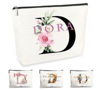 Customise Name Makeup Bag Gifts for Women A-Z Personalised Make up Bag Gifts for Birthday Christmas Best Friend Her Women Mum Wedding Gifts for Bride Bridesmaid Cosmetic Bag Makeup Holder (D)