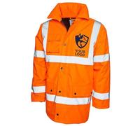 Customise Road Safety Jacket - Orange - XL - Any Logo High-Visibility Protective Road Safety Gear - Personalised Text Adults Reflective Workwear - Custom Printed Hi Vis Road Safety Jacket With Logo